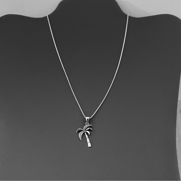Sterling Silver Palm Tree Necklace, Tropical Necklace, Beach Necklace - Picture 8 of 12